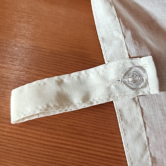 4 Sheer tan curtain panels with button loop top - Picture 3 of 5